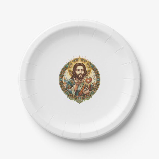 Jesus Küsschen Rot Herz Like Button Humor_1 Pappteller (Vorderseite)