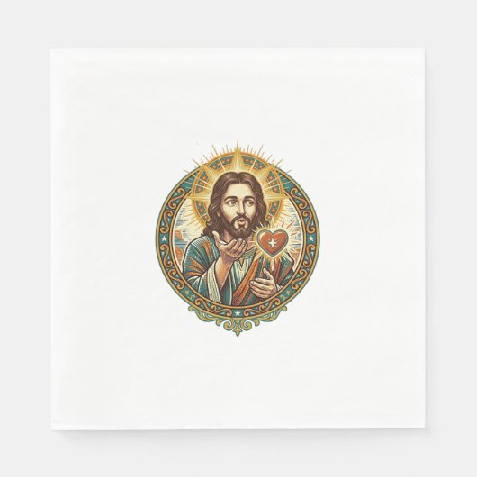 Jesus Küsschen Rot Herz Like Button Humor_1 Serviette (Vorderseite)