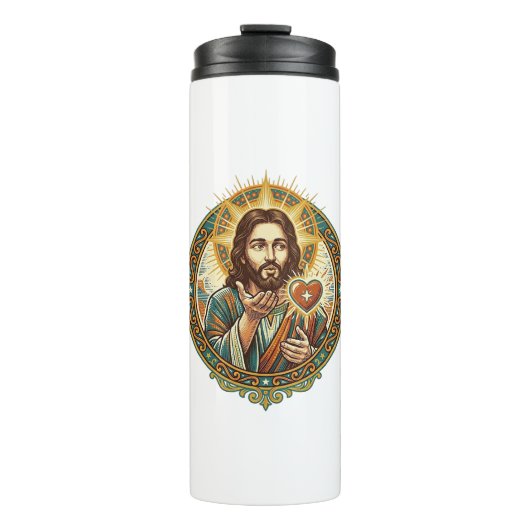 Jesus Küsschen Rot Herz Like Button Humor_1 Thermosbecher (Vorderseite)