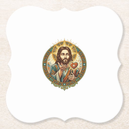 Jesus Küsschen Rot Herz Like Button Humor_1 Untersetzer (Vorderseite)