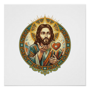 Jesus Küsschen Roter Herz Like Button Humor_1 Poster