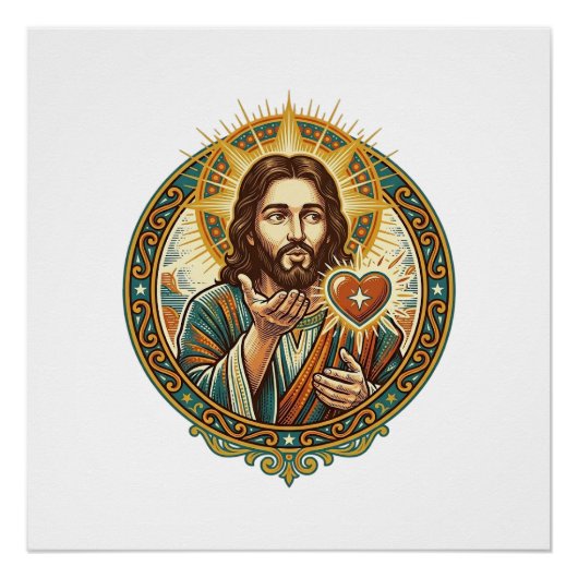 Jesus Küsschen Roter Herz Like Button Humor_1 Poster (Vorderseite)