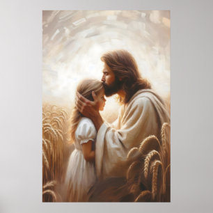 Jesus küsst Mädchen Jesus und Kind Malerei Christ Poster