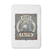 Jesus Laboretikett Glaube Jesus Laborchrist Badematte (Vorderseite Vertikal)