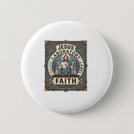 Jesus Laboretikett Glaube Jesus Laborchrist Button (Vorderseite)