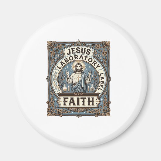 Jesus Laboretikett Glaube Jesus Laborchrist Magnet (Vorne)