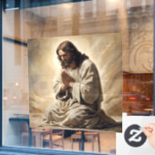 Jesus Lächeln Fensterklammer Fensteraufkleber (Café-Fenster)