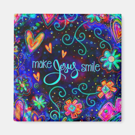 Jesus Lächeln Spaß Inspirivity Förderung Magnet (Vorne)