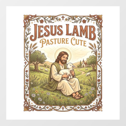 Jesus Lamm Weide Niedlich Jesus Lamm Weide Niedlic Fensteraufkleber (Blatt)