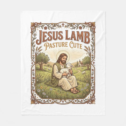 Jesus Lamm Weide Niedlich Jesus Lamm Weide Niedlic Fleecedecke (Vorderseite)