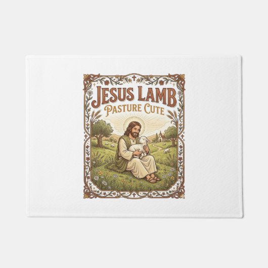 Jesus Lamm Weide Niedlich Jesus Lamm Weide Niedlic Fußmatte (Vorderseite)
