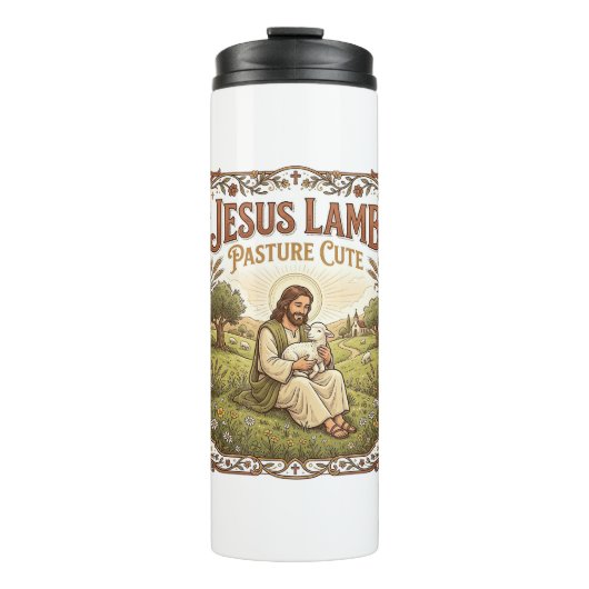 Jesus Lamm Weide Niedlich Jesus Lamm Weide Niedlic Thermosbecher (Vorderseite)