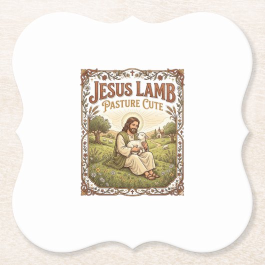Jesus Lamm Weide Niedlich Jesus Lamm Weide Niedlic Untersetzer (Vorderseite)