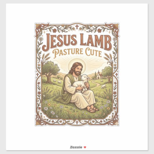 Jesus Lamm Weide Süß Jesus Lamm Weide Süß Ch Aufkleber (Blatt)