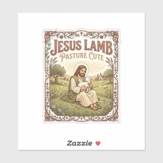 Jesus Lamm Weide Süß Jesus Lamm Weide Süß Ch Aufkleber (Blatt)