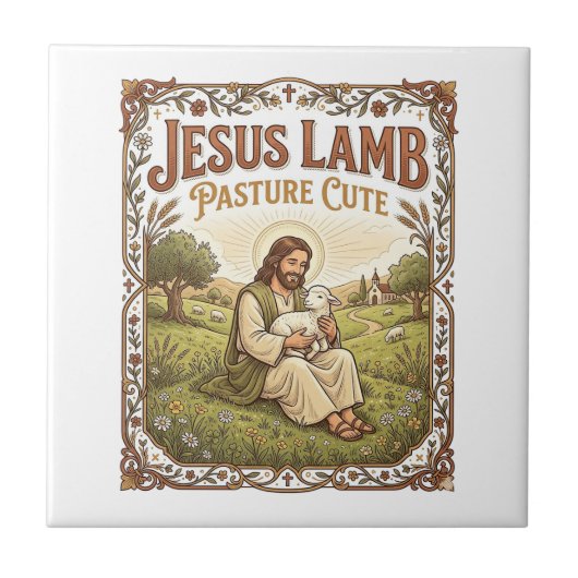 Jesus Lamm Weide Süß Jesus Lamm Weide Süß Ch Fliese (Vorderseite)
