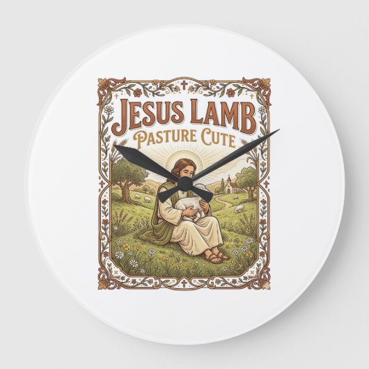 Jesus Lamm Weide Süß Jesus Lamm Weide Süß Ch Große Wanduhr (Vorderseite)