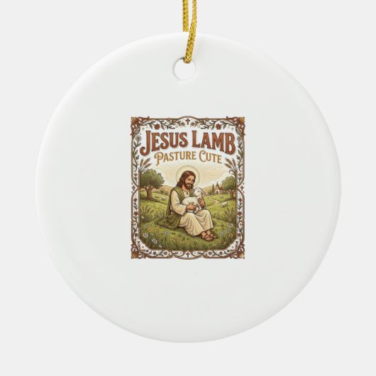 Jesus Lamm Weide Süß Jesus Lamm Weide Süß Ch Keramik Ornament (Vorne)