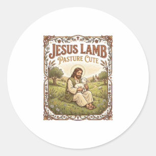 Jesus Lamm Weide Süß Jesus Lamm Weide Süß Ch Runder Aufkleber