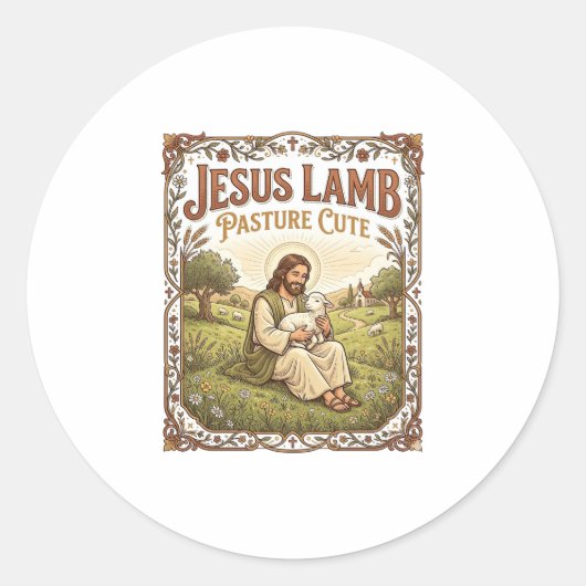 Jesus Lamm Weide Süß Jesus Lamm Weide Süß Ch Runder Aufkleber (Vorderseite)