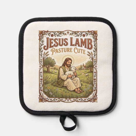 Jesus Lamm Weide Süß Jesus Lamm Weide Süß Ch Topflappen (Vorderseite)