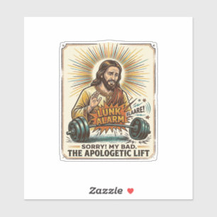 Jesus lässt schwere Hantel laut Gym Lunk Alar fall Aufkleber
