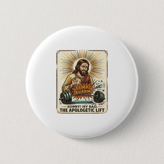 Jesus lässt schwere Hantel laut Gym Lunk Alar fall Button (Vorderseite)