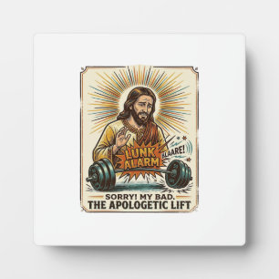 Jesus lässt schwere Hantel laut Gym Lunk Alar fall Fotoplatte