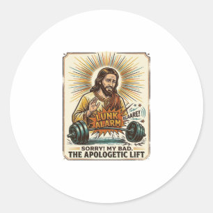 Jesus lässt schwere Hantel laut Gym Lunk Alar fall Runder Aufkleber