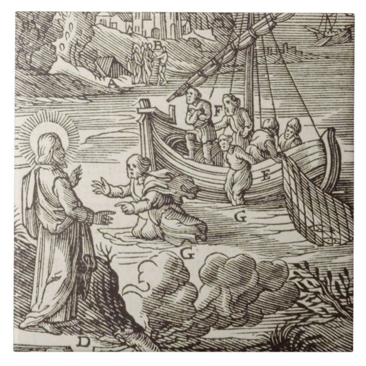 Jesus läuft auf dem Wasser Fliese (Vorderseite)