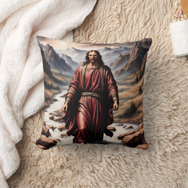 Jesus läuft auf dem Wasser in einem Friedlichen Um Kissen (Decke)