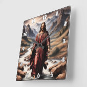 Jesus läuft auf dem Wasser in einem Friedlichen Um Quadratische Wanduhr (Winkel)