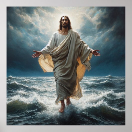 Jesus läuft auf dem Wasser Poster (Vorne)