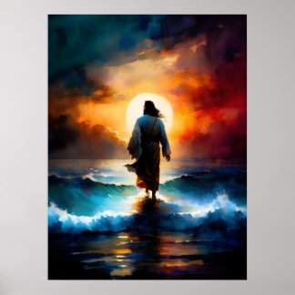 Jesus läuft auf dem Wasser Poster