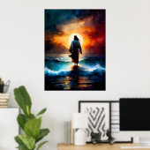 Jesus läuft auf dem Wasser Poster (Heimbüro)