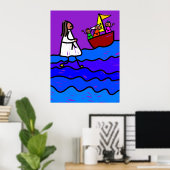 Jesus läuft auf dem Wasser Poster (Heimbüro)
