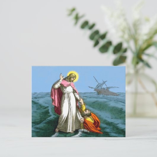 Jesus läuft auf dem Wasser Postkarte (Stehend Vorderseite)