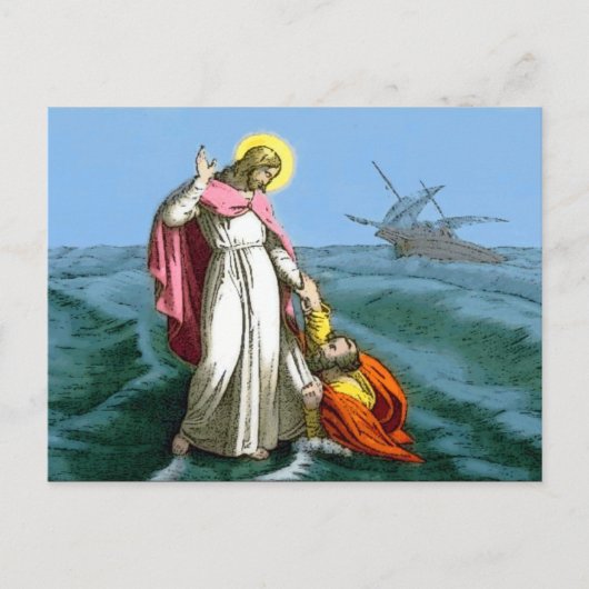 Jesus läuft auf dem Wasser Postkarte (Vorderseite)