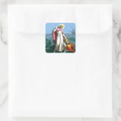 Jesus läuft auf dem Wasser Quadratischer Aufkleber (Tasche)