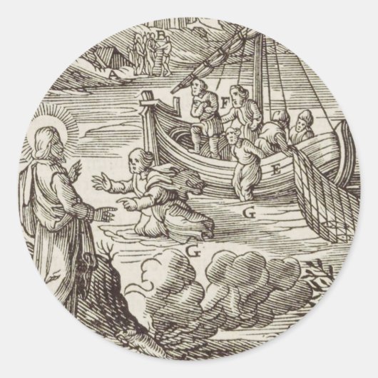 Jesus läuft auf dem Wasser Runder Aufkleber (Vorderseite)