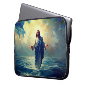 Jesus läuft auf dem Wasserklappen Laptopschutzhülle (Vorderseite Links)