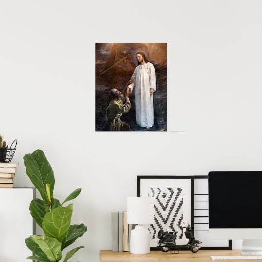 Jesus läuft auf Wasser 3 & St Peter Poster Wide (Heimbüro)
