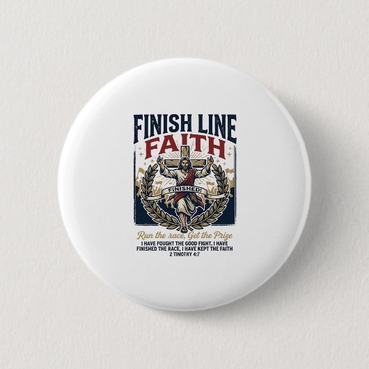 Jesus läuft Marathon Vintage-Shirt Christlich Gra Button (Vorderseite)