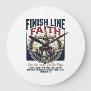 Jesus läuft Marathon Vintage-Shirt Christlich Gra Große Wanduhr