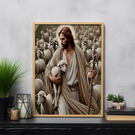 Jesus läuft unter seiner Flock Poster