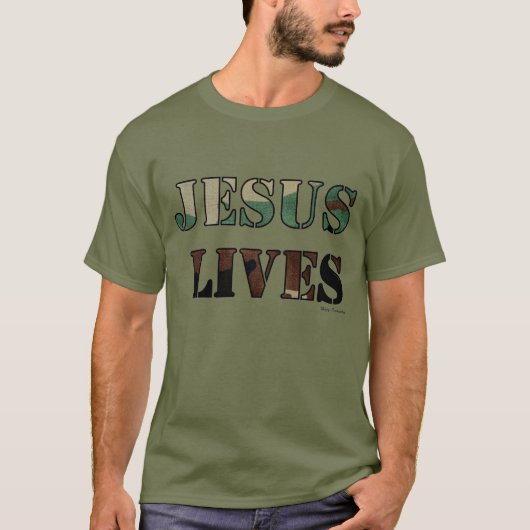 Jesus-Leben - Armee/Ermüdungs-Grün T-Shirt (Vorderseite)
