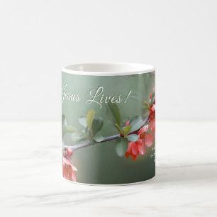 Jesus lebt Frühlingsblumen Bibel Verse Ostern Kaffeetasse