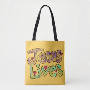 Jesus Lebt Helles Gelb Benutzerdefinierter Name Tasche