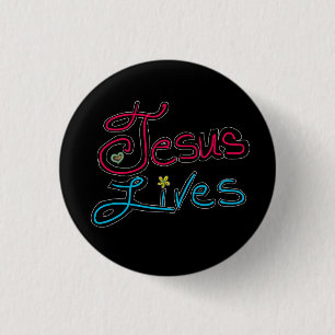 Jesus lebt Inspirationszitat Schwarz Button