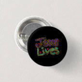 Jesus lebt mit rotem Herzen Button (Vorne & Hinten)